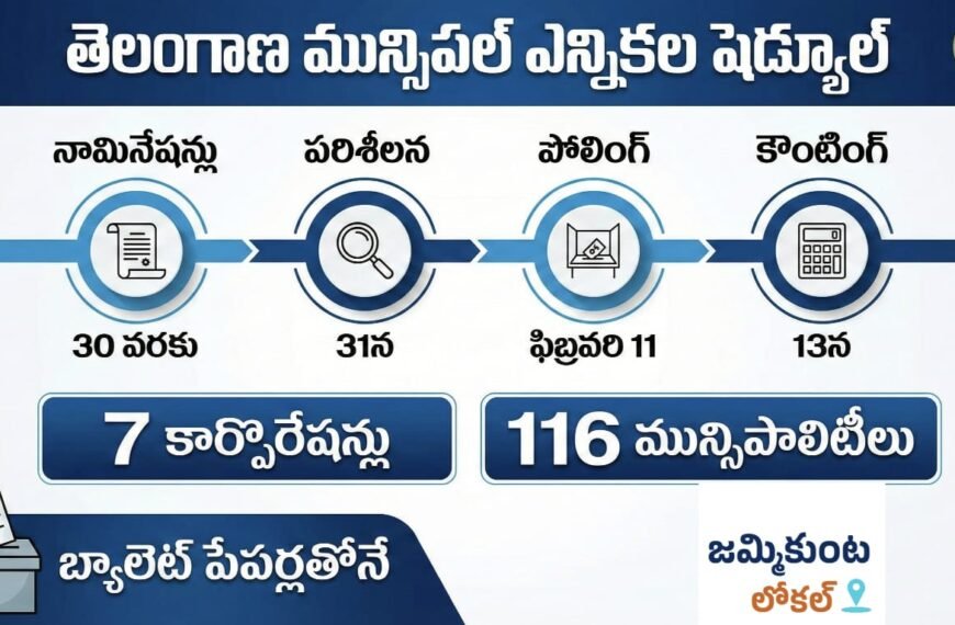 తెలంగాణ మున్సిపల్ ఎన్నికల షెడ్యూల్ విడుదల: ఫిబ్రవరి 11న పోలింగ్